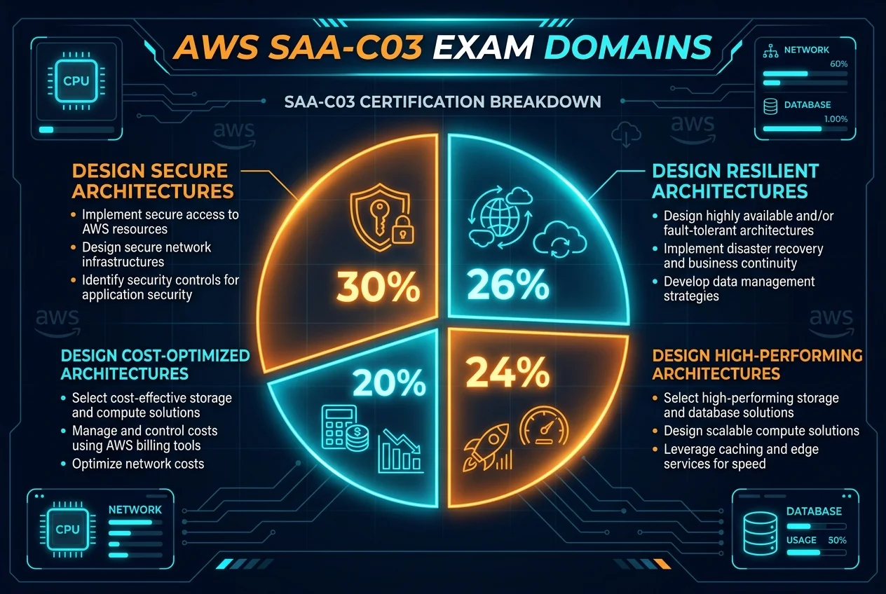 AWS Solutions Architect Associate SAA-C03: Pass in 60 Days (<span class="sr-year">2026</span>) 1 AWS SAA-C03 Examination Domains Breakdown