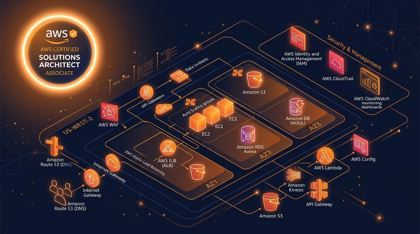 The Complete AWS Solutions Architect Associate SAA-C03 Study Guide with multi-tier VPC and cloud services