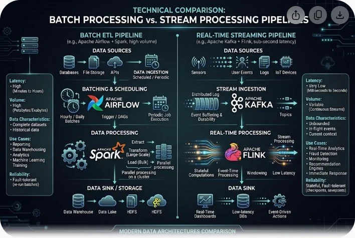 The Complete <span class="sr-year"></span> Data Engineering Roadmap for Beginners: Zero-to-Hire Architecture Guide 2 data engineering roadmap for beginners technical architecture comparing batch etl with apache spark and kafka streaming