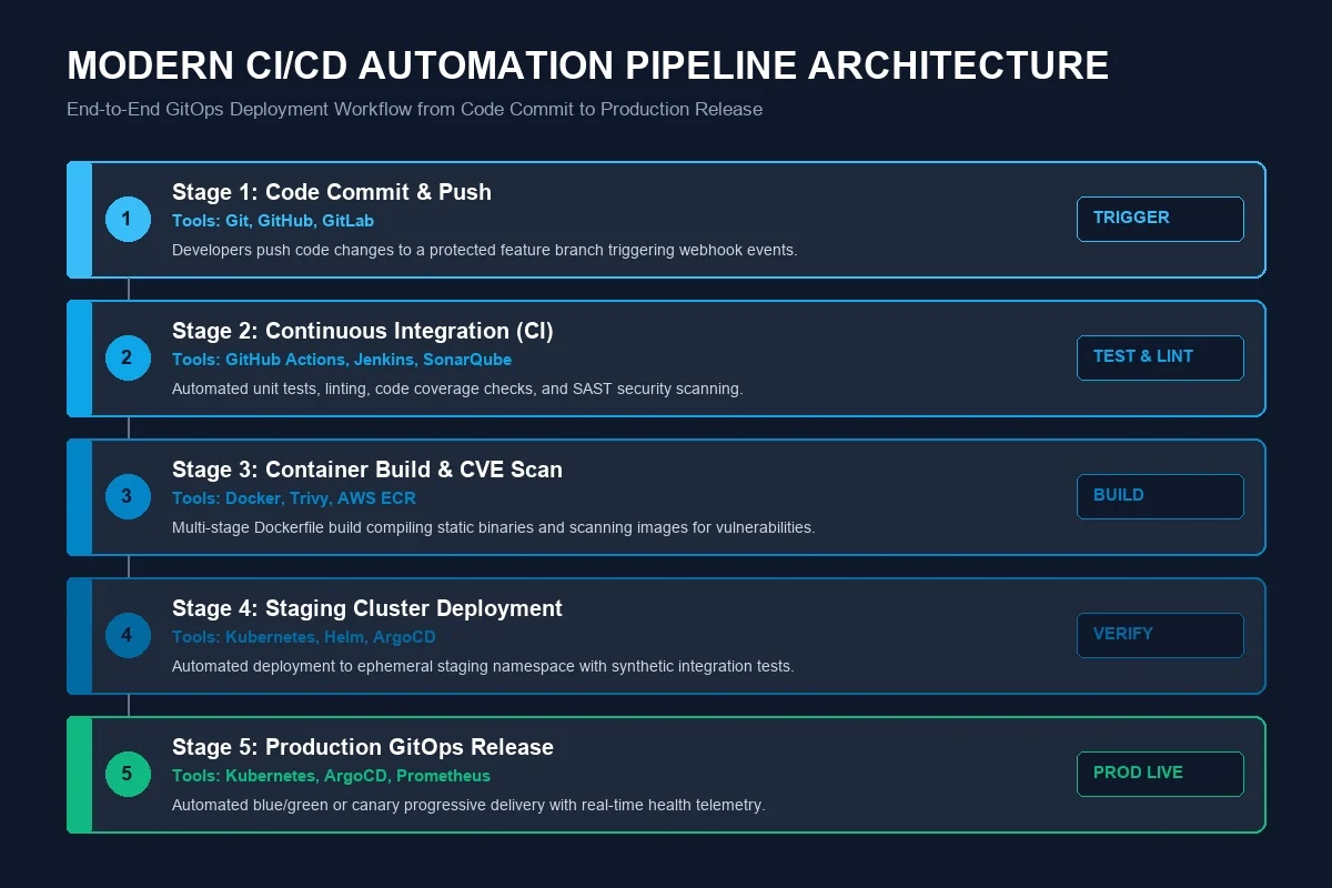 The Complete <span class="sr-year"></span> DevOps Roadmap for Beginners: Phase-by-Phase Career Path 2 devops roadmap for beginners cicd deployment pipeline diagram from git commit to kubernetes production release